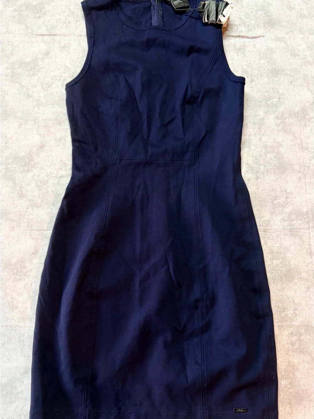 Armani Exchange Women’s Navy Sleeveless Sheath Knit Cotton Crew Neck Zip S